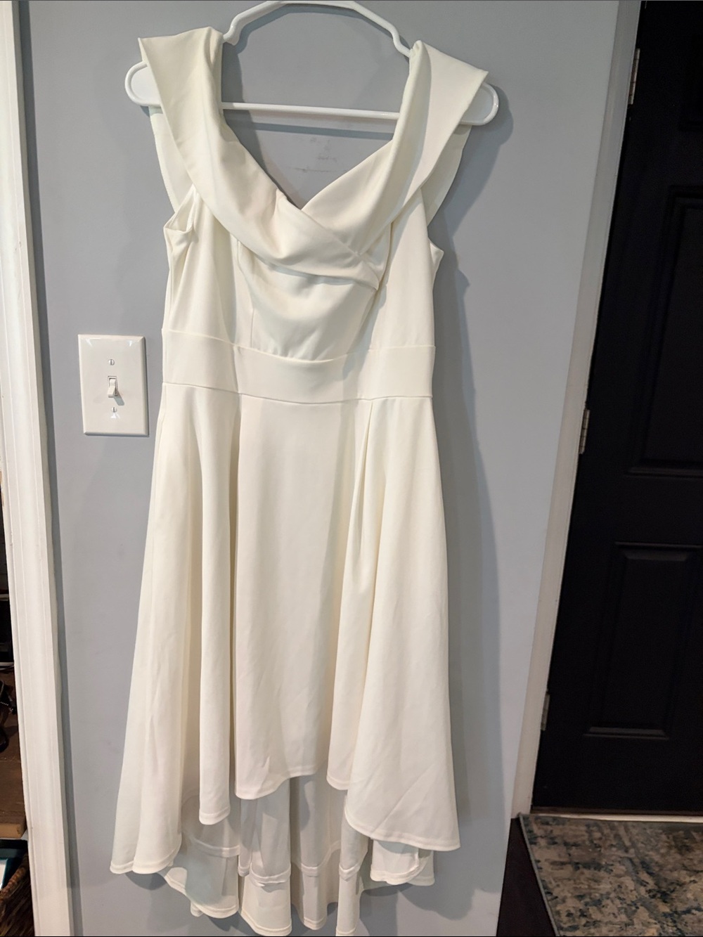 Ivory Cowl Neck High-Low Dress